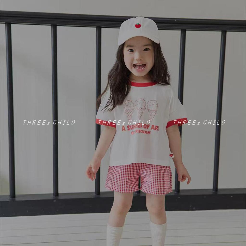 Korean Style Unisex Kids Plaid Beach Shorts