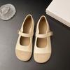 Retro leather flats for women's spring new soft-soled one-word buckle with Mary Jane single shoes