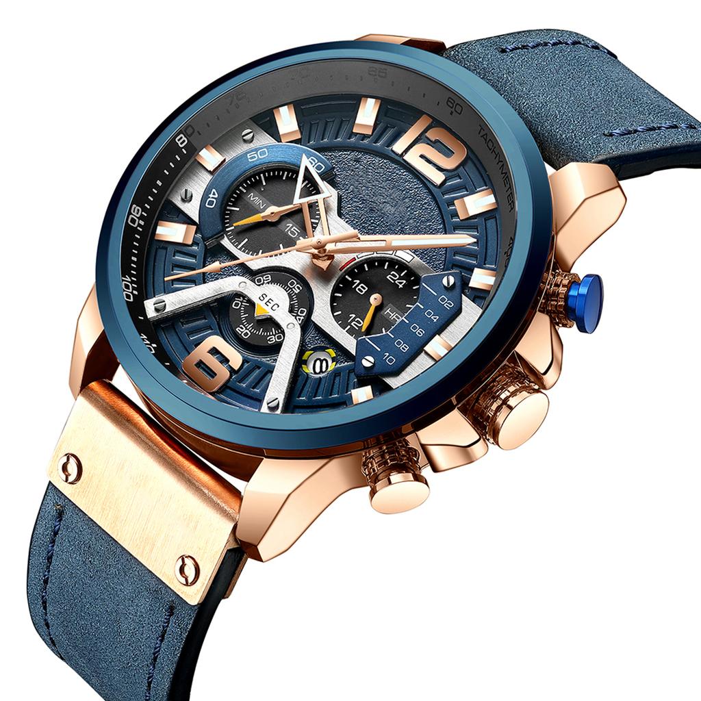 CURREN 8329 Quartz Watch Business Men Simple Sport Wristwatch Three Sub Dials Calendar Second Minute 24 Hour Display