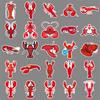 50 Lobster Doodle Personalized Cartoon Animal Children's Creative DIY Mobile Case Suitcase Stickers Waterproof