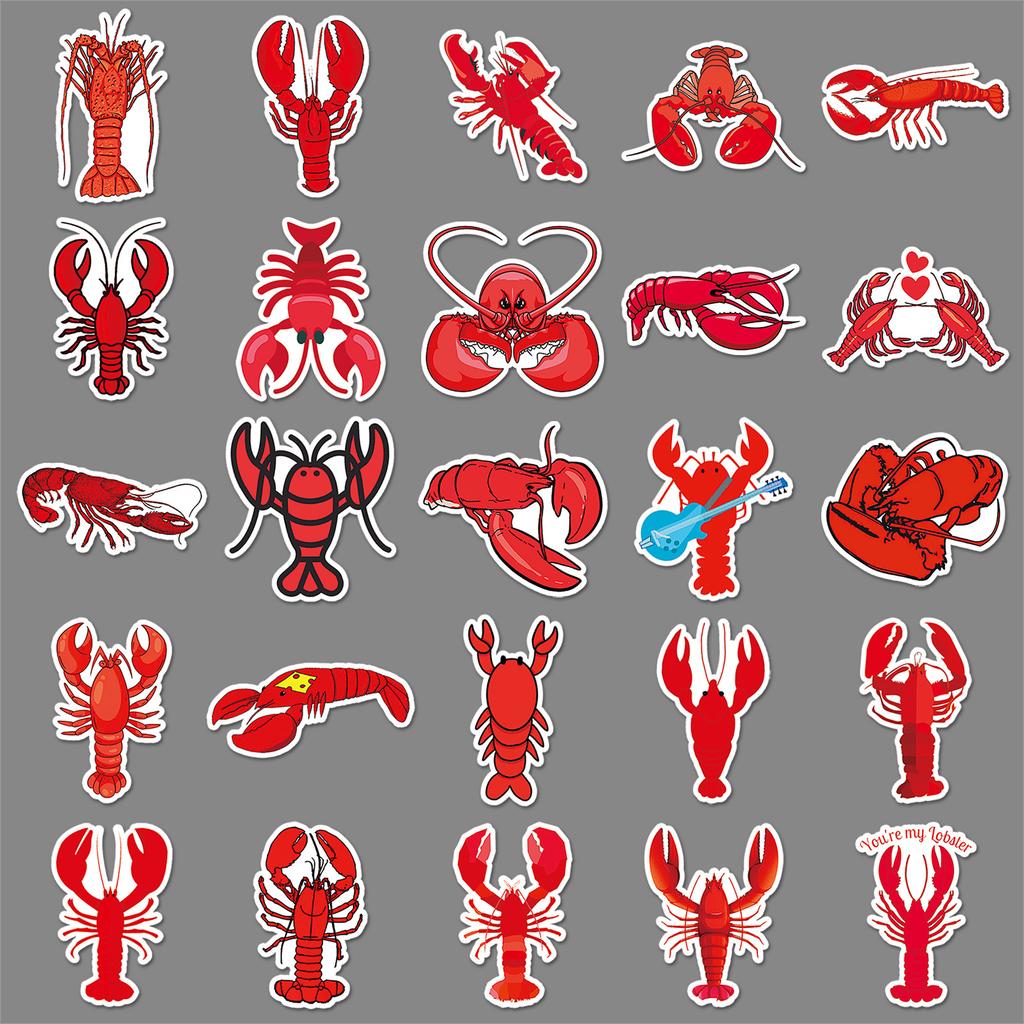 50 Lobster Doodle Personalized Cartoon Animal Children's Creative DIY Mobile Case Suitcase Stickers Waterproof