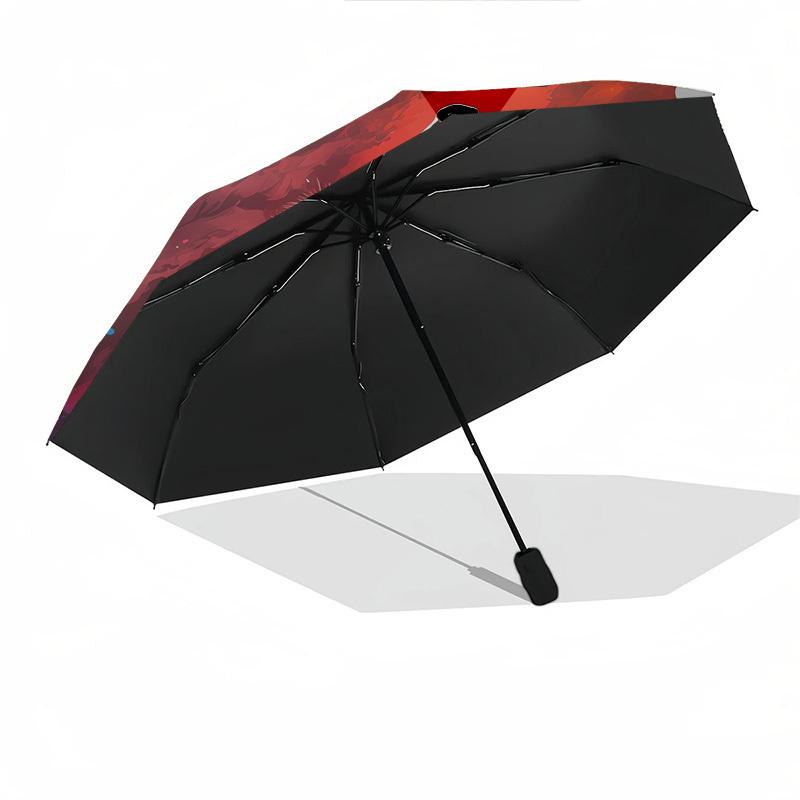 Wolf Howl- Automatic Umbrella, Four Seasons Portable Folding Umbrella, Suitable for Men and Women, Travel, Daily Compact Umbrella, Outdoor A
