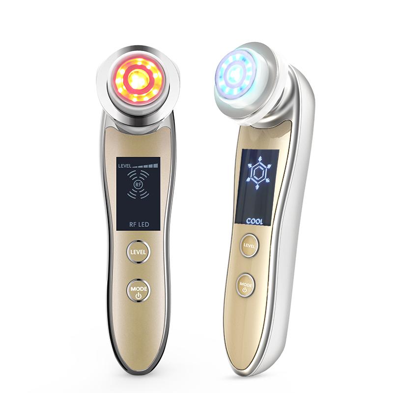 Hot Cold Microcurrent Facial Beauty Device Red Blue Light for Face Neck EMS Skin Care Tool Facial Massager for Skin Rejuvenation