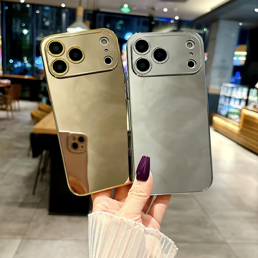 Applicable To iPhone17ProMax Electroplated Mirror Mobile Phone Case Apple 16Pro All-inclusive 15 Anti-drop 14 Protective Case