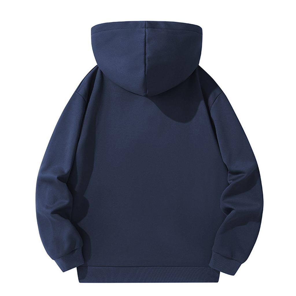 Men's Casual Loose Solid-Color Half-Zip Hooded Sweatshirt, Sports Sweatshirt