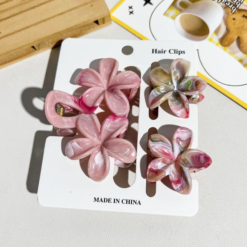 Flower Hairpin Double Flower Combination Grab Clip Updo Shark Clip Hair Accessory