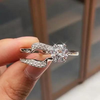 Neue neue trendige 2-teilige Braut-Sets, Eheringe für Frauen, gepaartes Design, kreative Accessoires, Party, Verlobung, Statement-Schmuck
