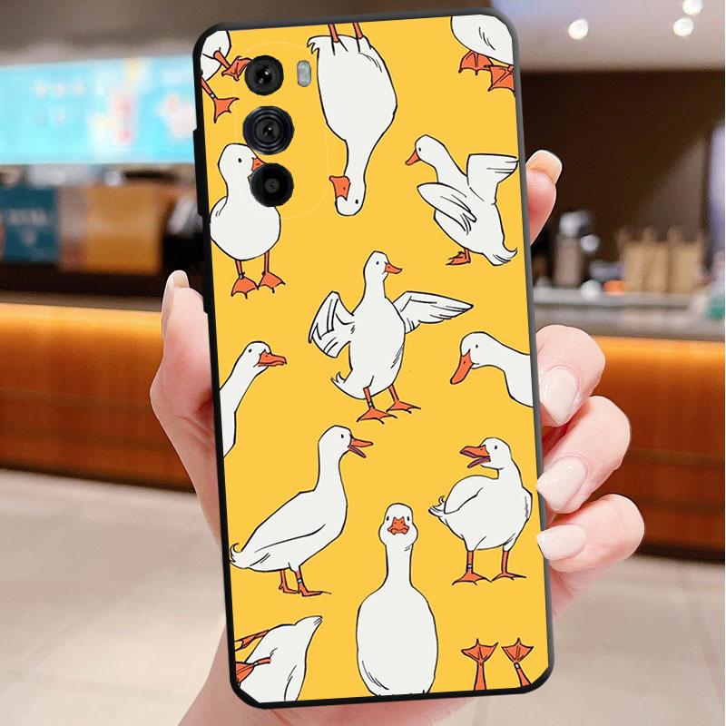 

Cute Cartoon Goose Duck Phone Case For Motorola Edge 50 40 Pro 50 40 30 Ultra Neo Fusion Moto G Play G Stylus G Power G 5G Moto Edge 30 Fusion