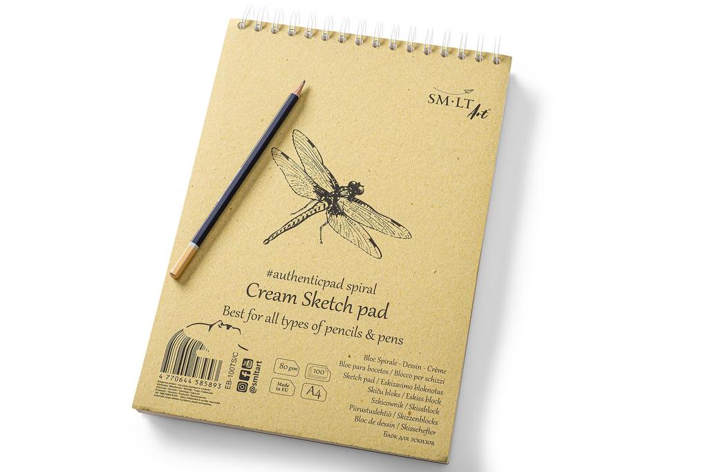 Authentic Spiral A4 Size SM/LT Sketchbook, Cream, Binding,