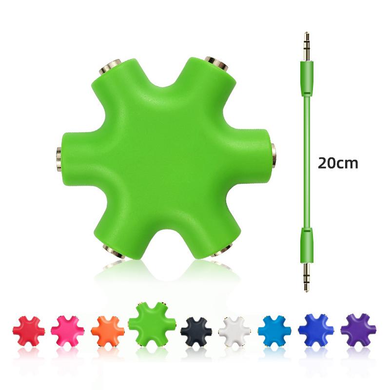 

6 портов наушники Aux разветвитель 6 в 1 смарт-аксессуары аудио Aux кабель разветвитель 3.5 мм 1 штекер на 5 гнездо поделиться адаптер