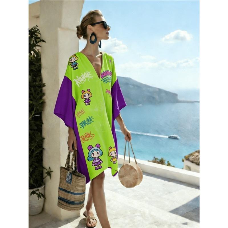 Bohemian ladies new D print seaside vacation fashion casual dress