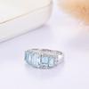 Simple Exquisite Natural Octagonal Sky Blue Topaz Ring 925 Sterling Silver Fine Jewelry for Women's Anniversary and Party Gifts