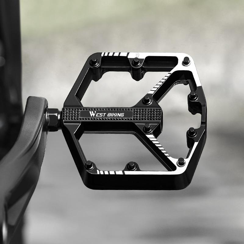 WEST BIKING Dual DU Bike Pedals Aluminum Alloy Widen Anti-slip Bicycle Pedal Lightweight Cycling Pedal MTB Road Bike Accessories 6