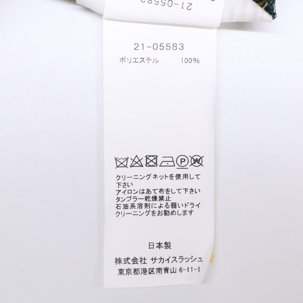 Sacai [Good Condition] 21-05583 Komon Print Back Sheer Short Sleeve Blouse/ Tops 1 greenUsed