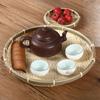 DIY Handmade Bamboo Raft Wicker Woven Round Dustpan Bamboo Basket Decor Ornaments Sieve Bamboo Raft