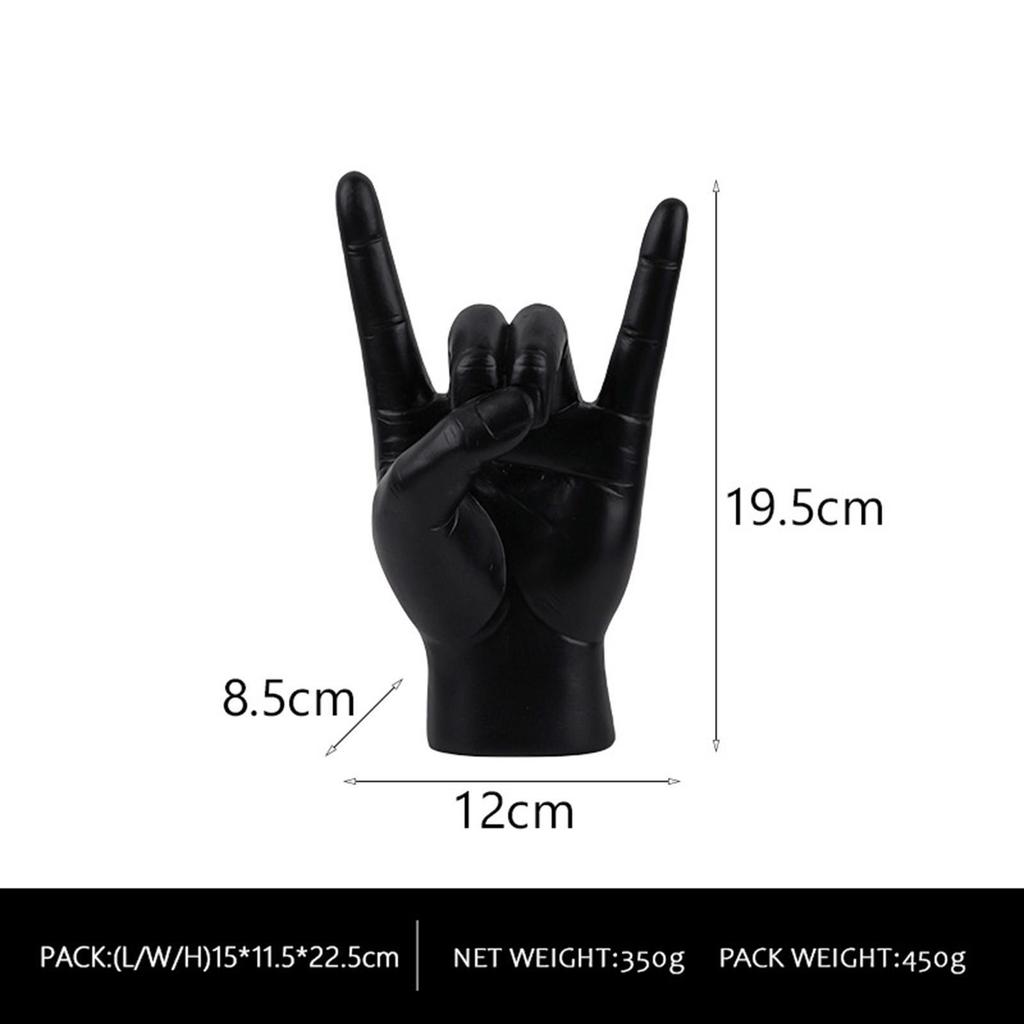 Creative Resin Music Note And Rock Hand Gesture Sculpture Figurine Unique Tabletop Ornament