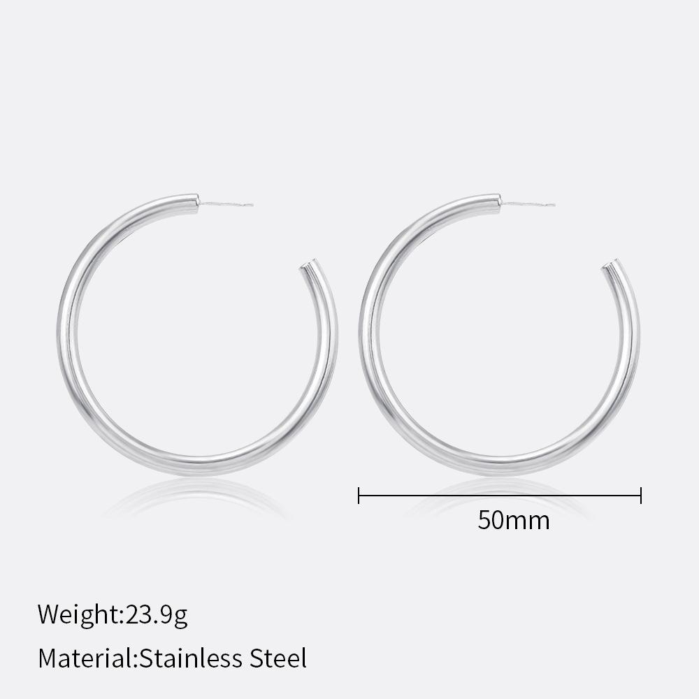 European and American Fashion Simple Plain Hoop Earrings: 20/25/30/40/50mm Stainless Steel Women's Hoop Earrings