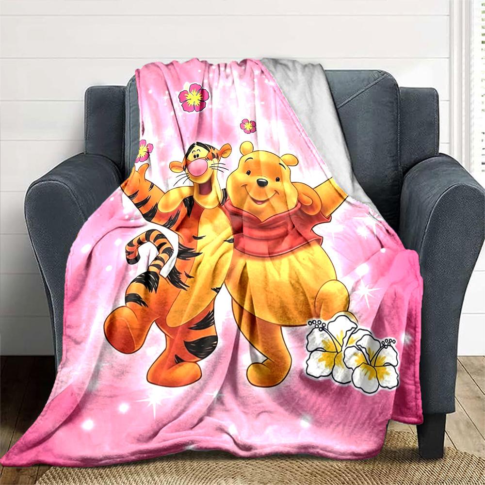Piglet Tigger Pink Flannel Blanket Super Soft Warm Cozy Blanket For Sofa Bed Office Travel Allseason Home Decor Gift