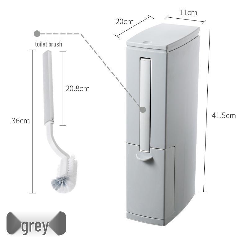 Japanese-Style Bathroom Trash Can & Toilet Brush Set: Compact, Narrow Design with Lid.