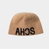 Warm Thick Knitted Fall Winter Hat Large Head Size Embroidered Letter Cap  For Women
