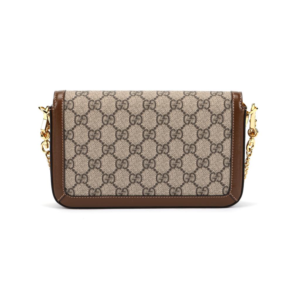 Gucci Borsa a Spalla Mini in Tela e Pelle con Morsetto 1955 e Tracolla Staccabile da Donna Marrone 752002-92TCG-8563