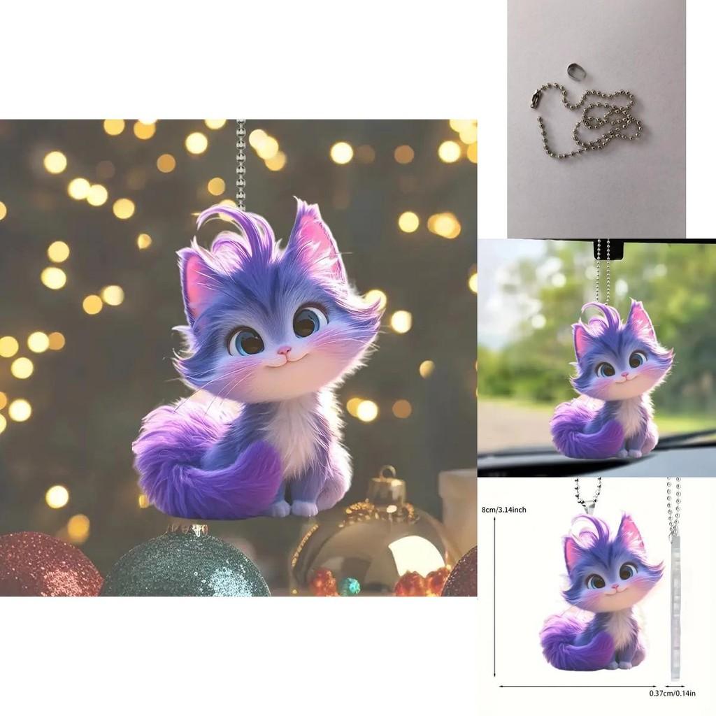 Purple Acrylic Sweet Cartoon Fox Car Accessory For Charming Decoration Interior