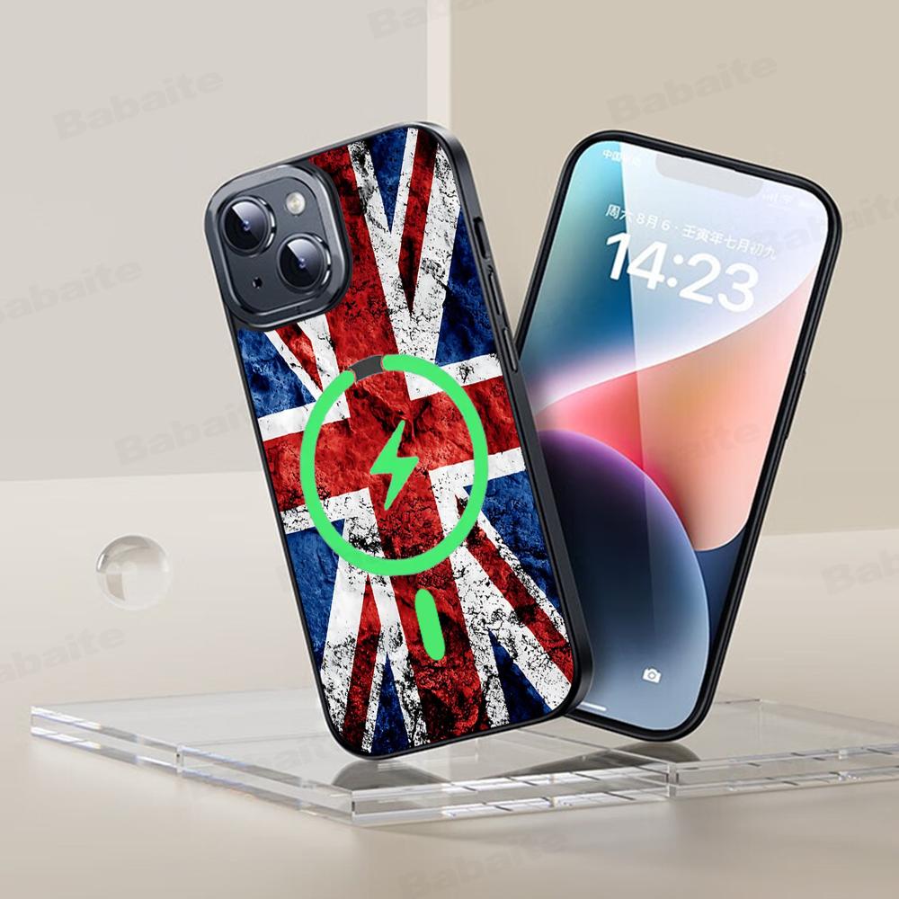 TOPLBPCS England British Uk Flag Phone Case Magnetic Case For IPhone 16 14 13 12 11 15 Pro Max Plus For Magsafe Wireless