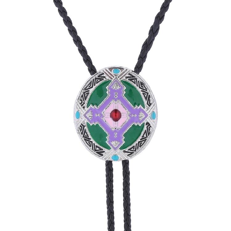 1 Pc Braided Shoestring Totem Bolo Tie Carved Charm Cowboy Necktie Necklace