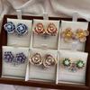 French Retro Light Luxury Exquisite Super Flash Simple Zircon Ear Buckle Multi-Color Temperament Niche Stud Earrings