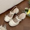 Silver French retro thick heel bag head sandals women's 2025 new summer wear with skirt Mary Jane single shoes