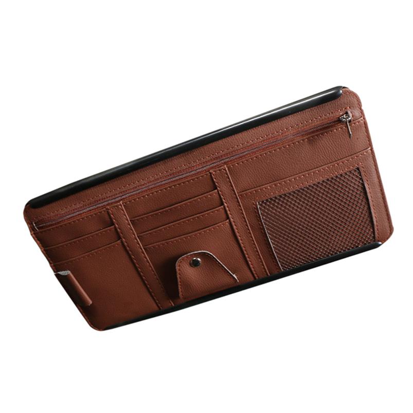 Portable Car Visor Organizer Sunshade Panel Pouch Wallet CD 1Pc Sun Holder Storage Leather