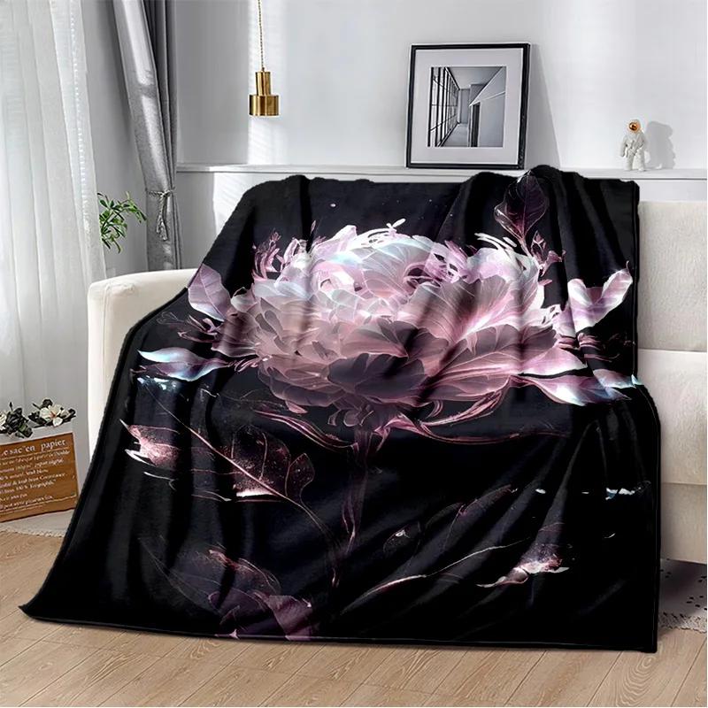 Nordic Love Rose Flowers Daisy Blanket,Soft Throw Blanket for Home Bedroom Bed Sofa Picnic Travel Office Rest Cover Blanket Kids