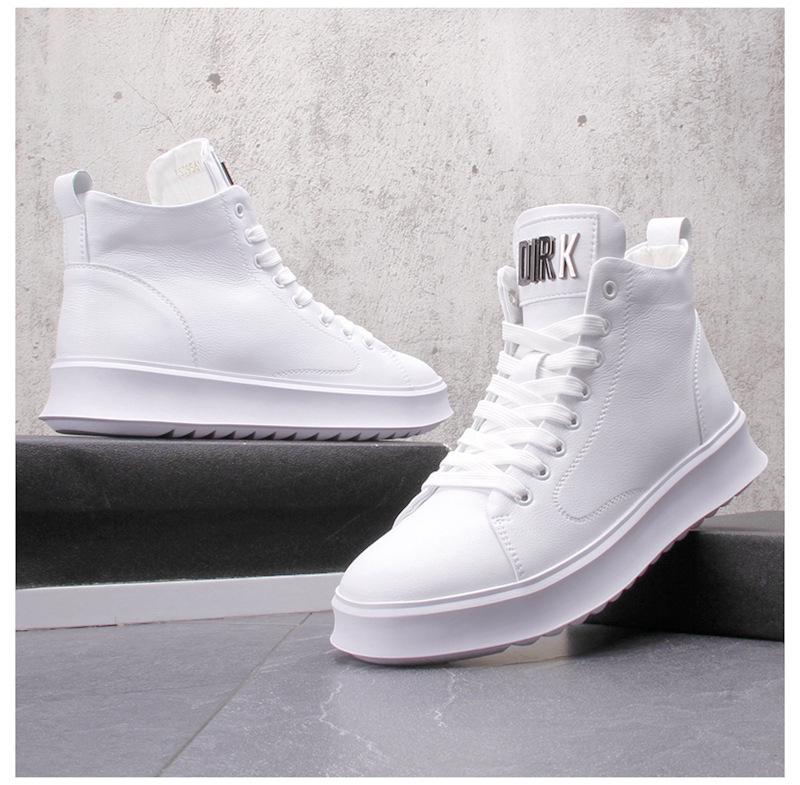 Trendy Men's 2024 White Hidden Heel High-Top Sneakers - Summer Casual Thick-Soled Martin Boots