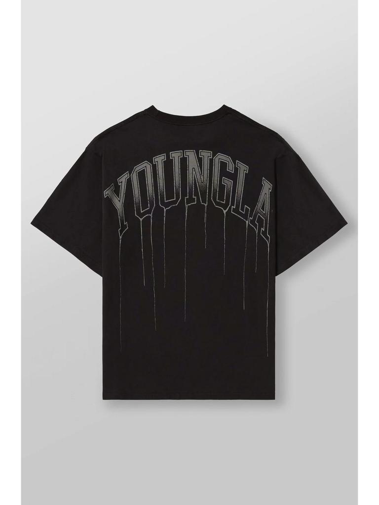 YOUNGLA Men's Cotton Oversized Round Neck Gym T-shirt 240 Fabric