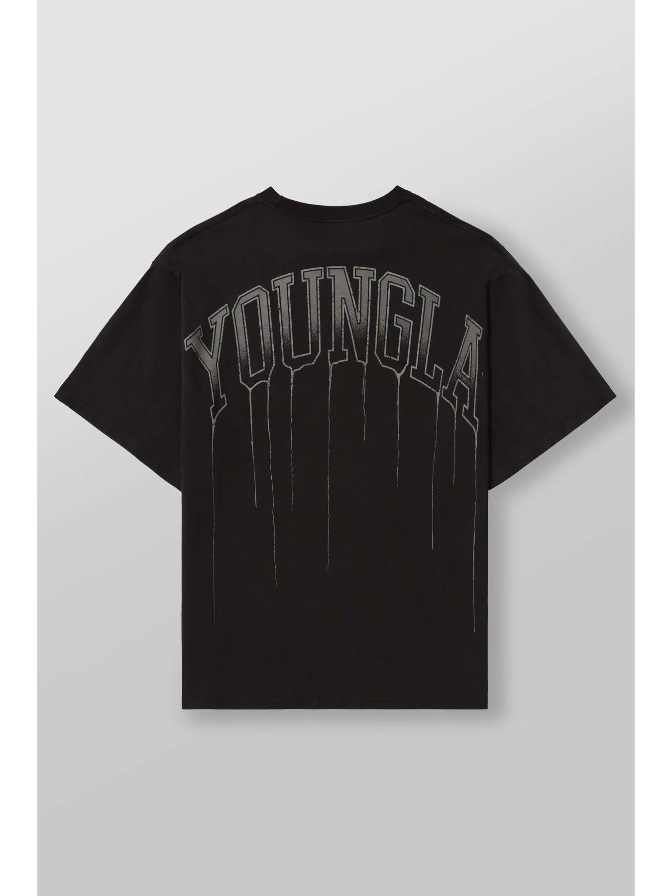 Deals Depot YOUNGLA Heren Katoen Oversized Ronde Hals Gym T-shirt 240 Stof Large zwart