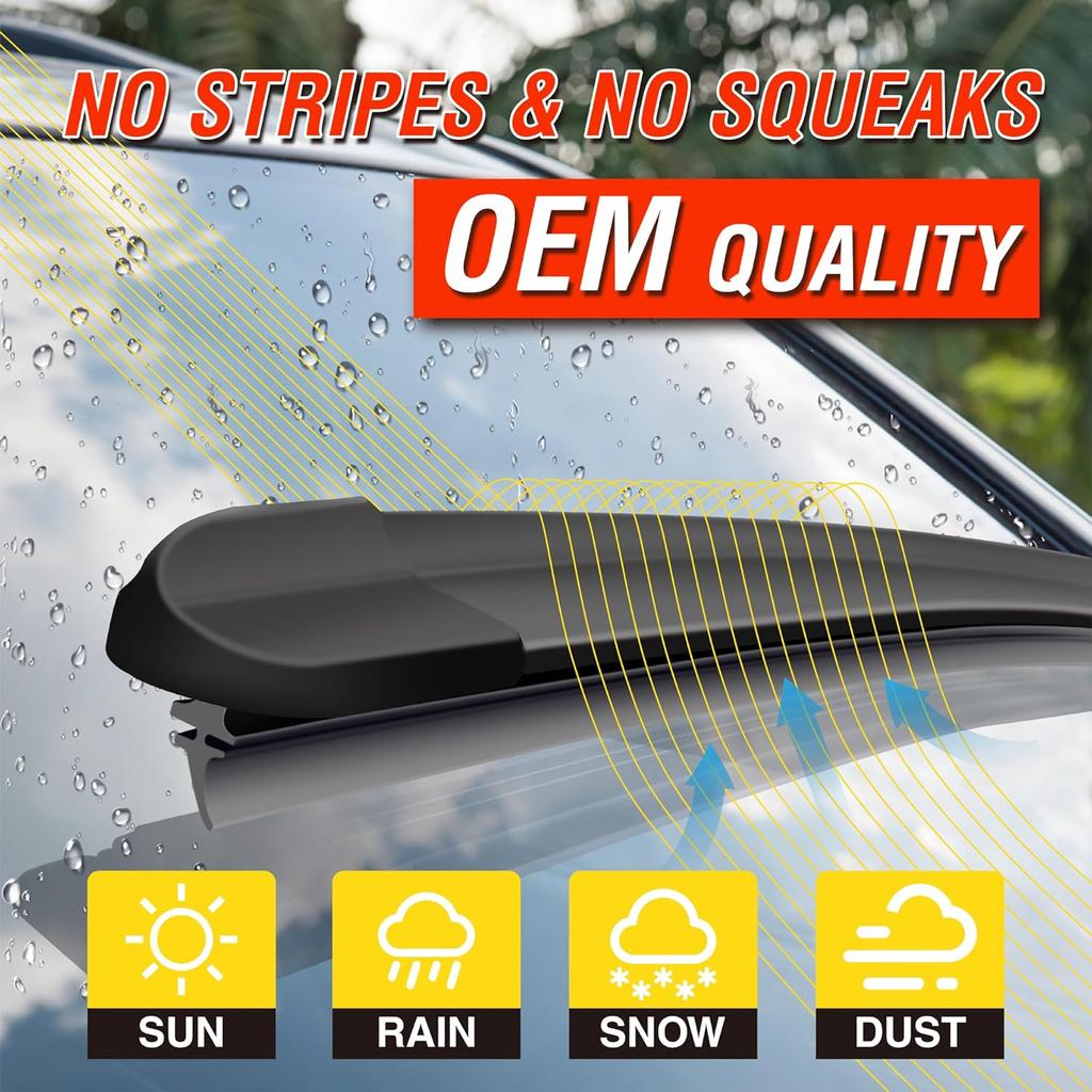 5 PLUS® 16"+16" Windshield Wipers Replacement For 2018      JEEP Wrangler /     JEEP Gladiator Wiper Blades-Original Factory Quality (Pack Of 2)
