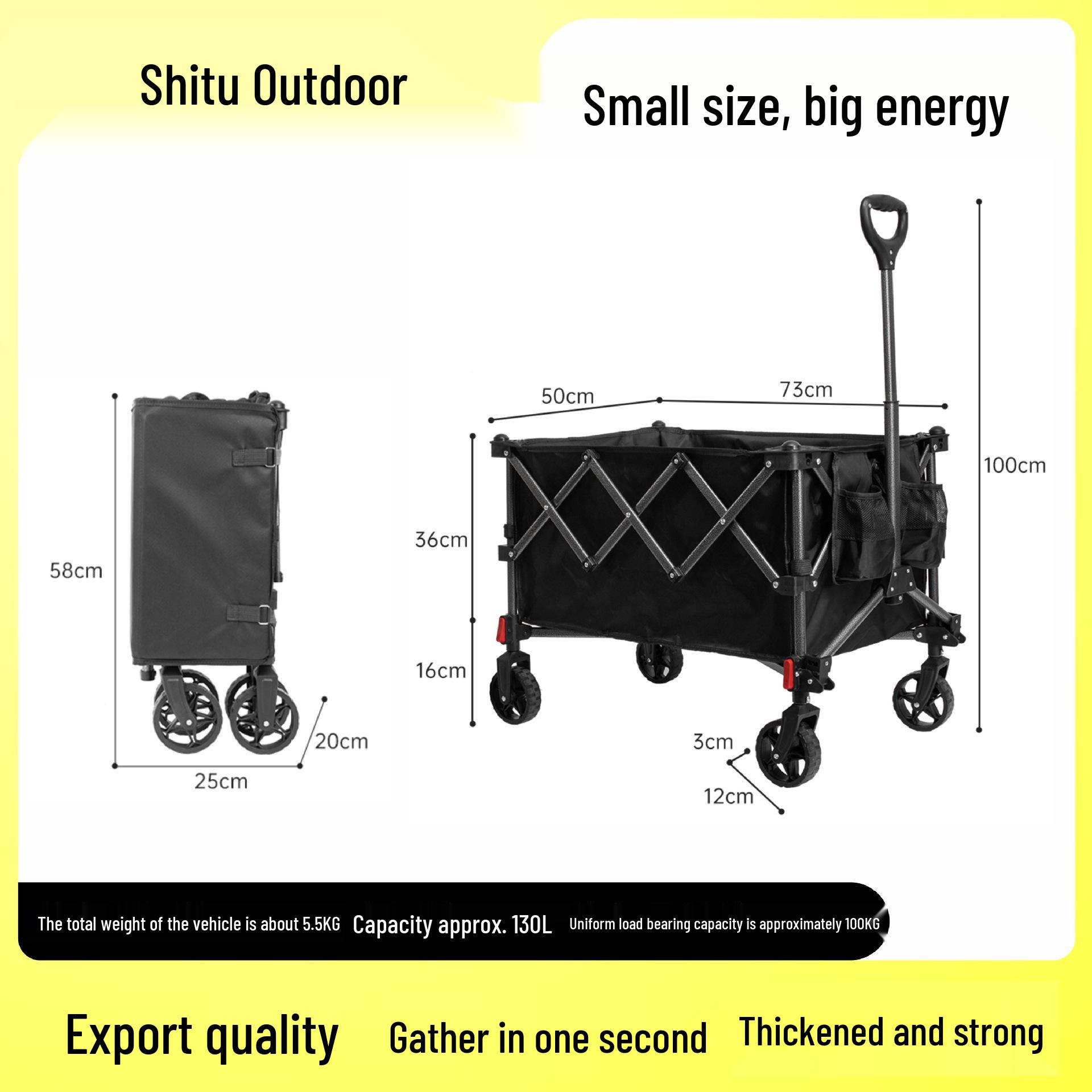 Ultra-Light Folding Portable RV Cart with Detachable Wheels for Outdoor Picnic and Shopping