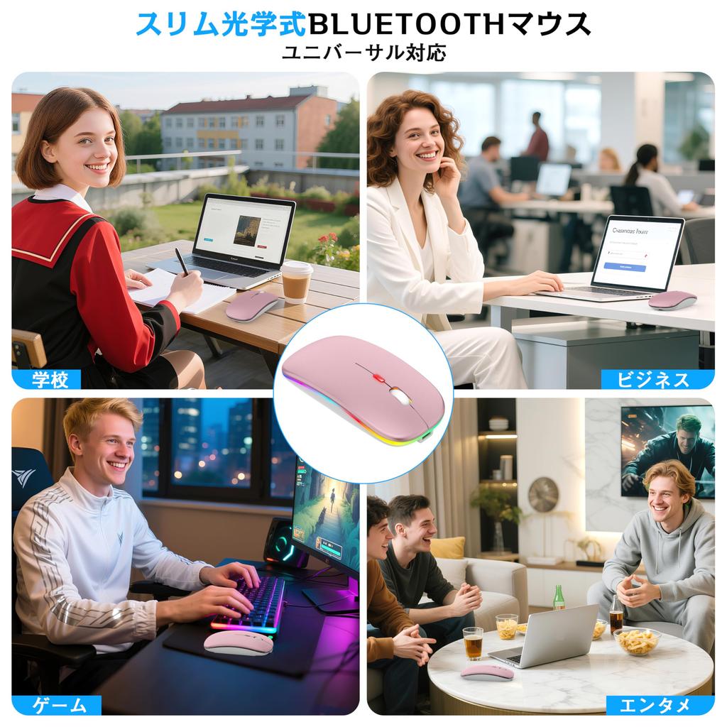 Wireless Bluetooth Slim Optical 3 DPI Ziggler Compatible with 2.4G Mouse, & 2.4GHz, USB-A & USB-C Compatible, Quiet, Mouse, Type-C Charging, Settings,