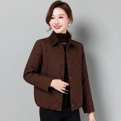 Stilvolle Damen Cord-Jacke mit Rautensteppung und Reverskragen, Slim Fit für den frühen Frühling 2026.