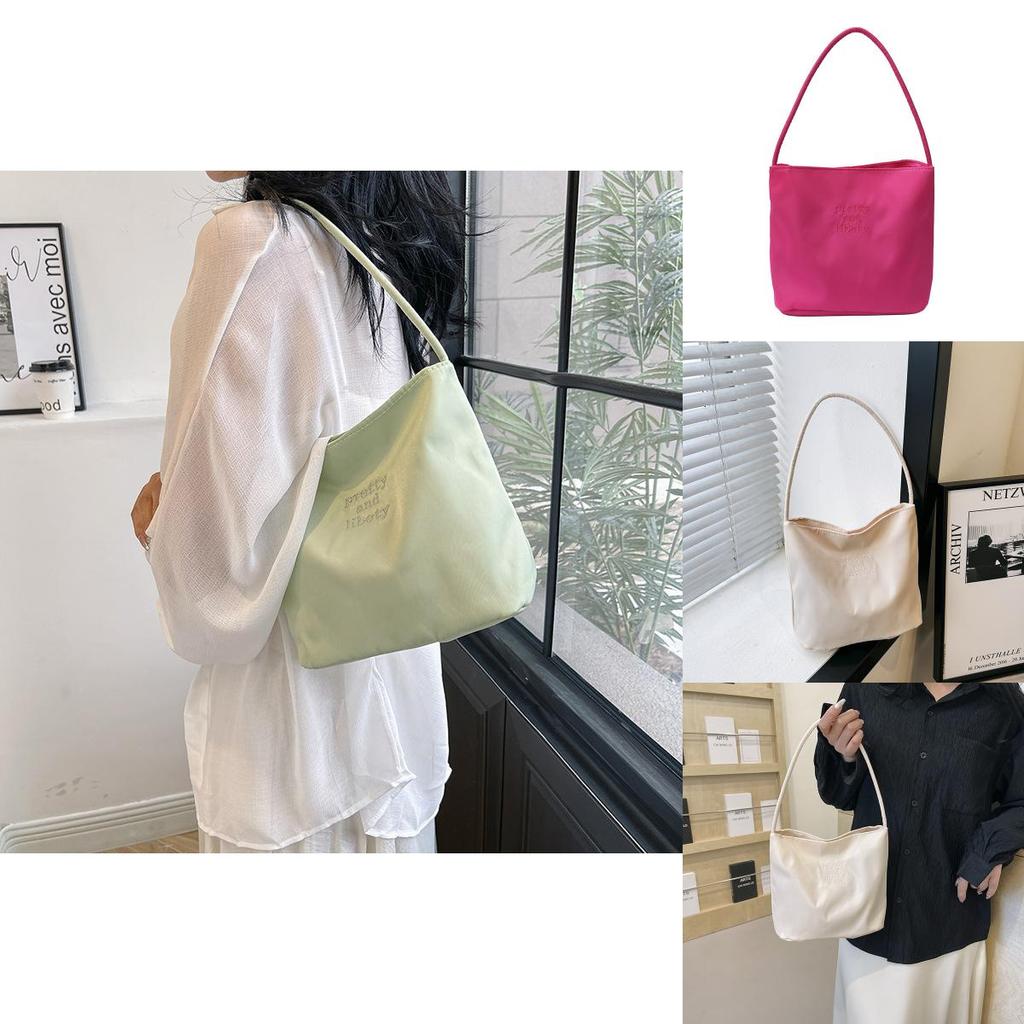 Chic Nylon Bucket Bag For Women Trendy Street Style Handbag With Magnetic Closure