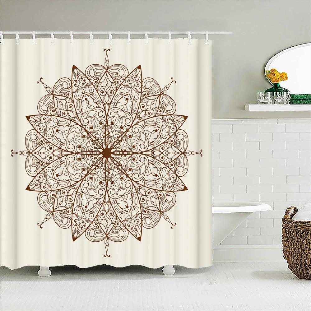 3D Print Bathroom Curtains Indian Mandala Shower Curtains With 12 Hooks Home Decoration Waterproof Fabric Bohemia Bath Screen