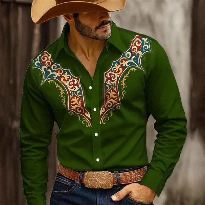 Men's Shirt 3D HD Printing Western Cowboy Style Men's Top Fashion Casual Design High Quality Comfortable Fabric