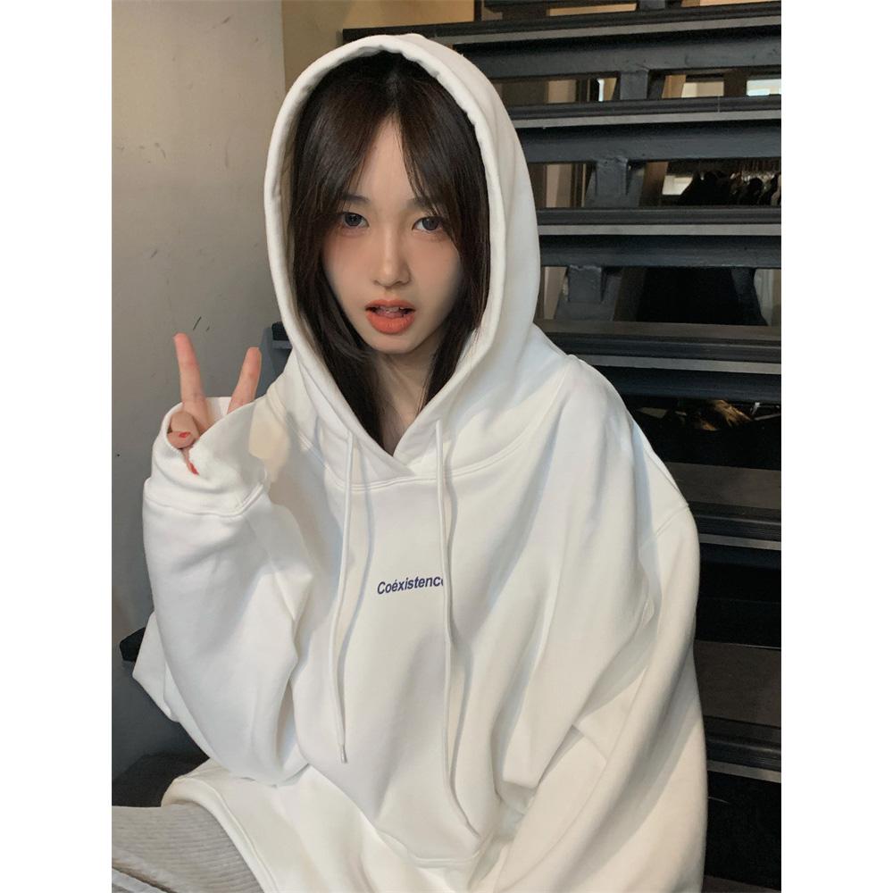Fashion Sweatshirt Long Sleeve Korean Letter Printing Baggy Female Tops Pullover Hoodie Autumn