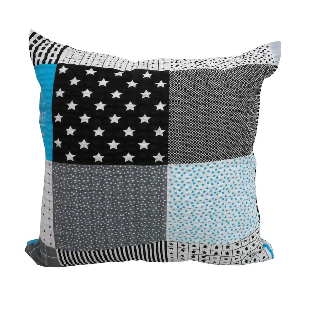 Crepe Pillowcase 40X40 Graphite-Turquoise Checkered Pattern