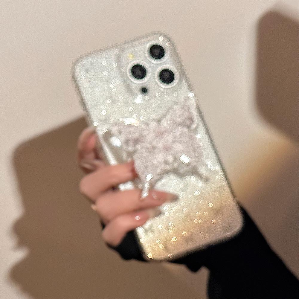 Temperament Ins Weiß Schmetterling Ständer für Apple 16 Handyhülle 15 Glitzer für IPhone17pro Max für 11 Fee