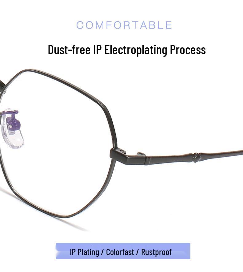 Unisex Polygonal Titanium Eyeglass Frame for High Prescription Myopia with Anti-Blue Light (Model 2275)