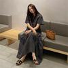Women's Japanese Style Summer Cotton Linen Midi Dress: Loose Fit, Short Sleeve, Mori Girl Retro