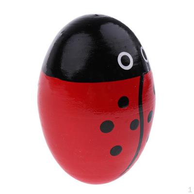 Egg Maracas Hand Shakers Wooden Percussion Toy for Early Learning Red