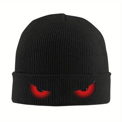 Evil Yellow Eyes Bonnet Hats Knit Hat Unisex Women Hip Hop Thermal Elastic Beanie Hats Autumn Winter Outdoor Printed Caps