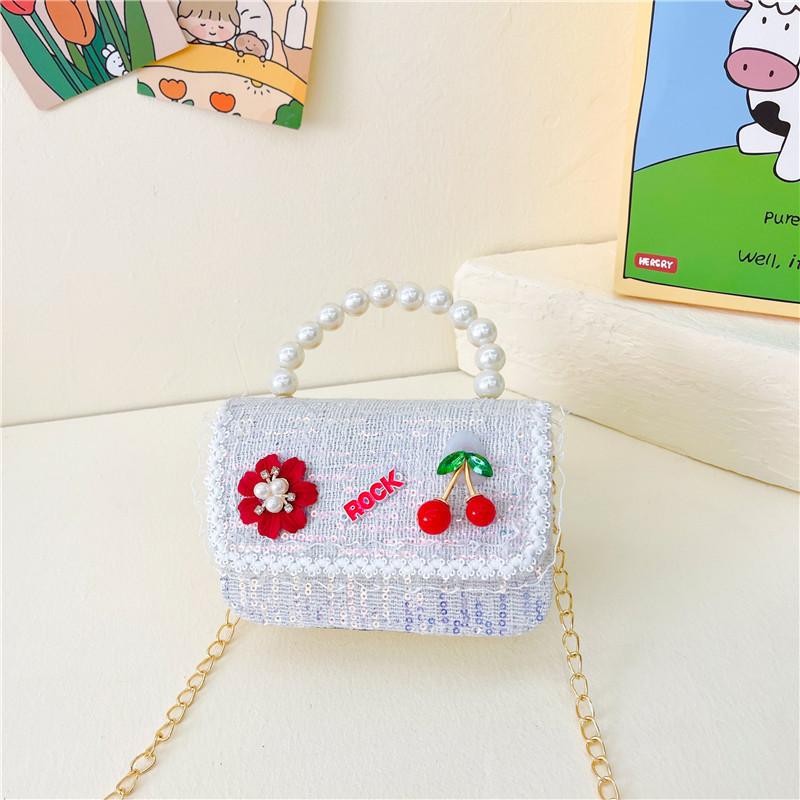 Adorable Children's Princess Pearl Mini Shoulder Bag With Cartoon Bow Design